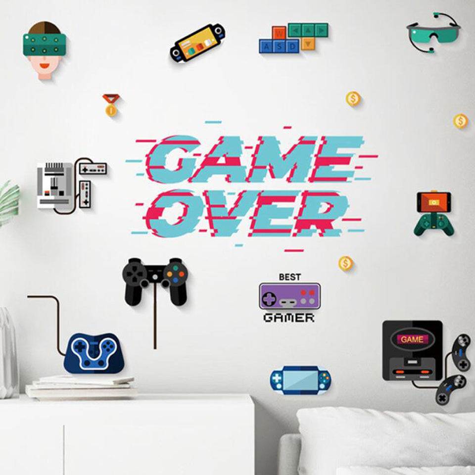 Gamer Room Decor Full Set with 35 Gaming Decorative Stickers