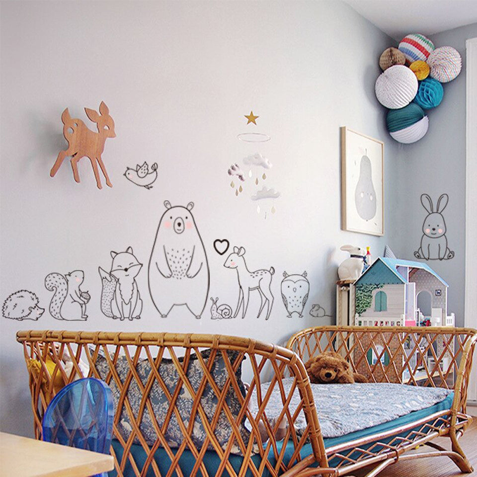 Large Size Bear & Other Animal Wall Stickers for Baby Nursery