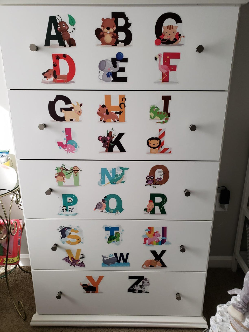 Educational Animal Alphabet Kids Wall Decals - Baby Nursery Decor Peel & Stick Decorative Baby Stickers for Playroom, Classroom Decoration