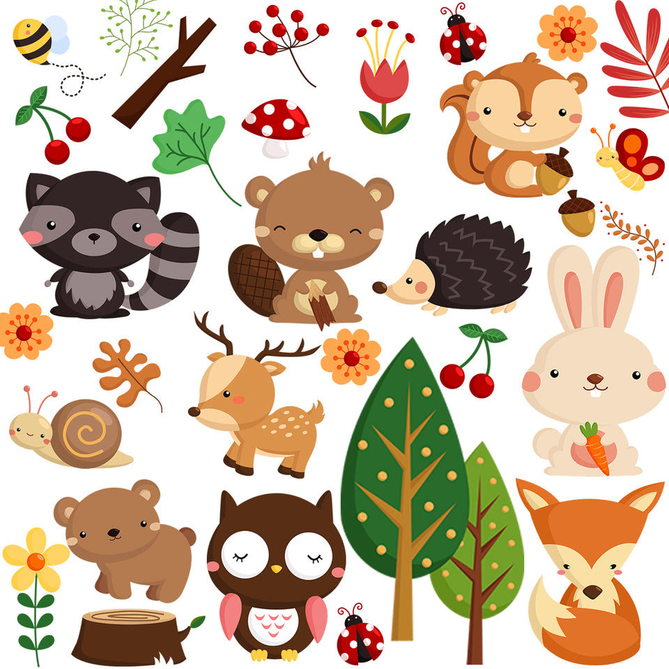 Woodland Animal Wall Stickers Pack for Baby Nursery